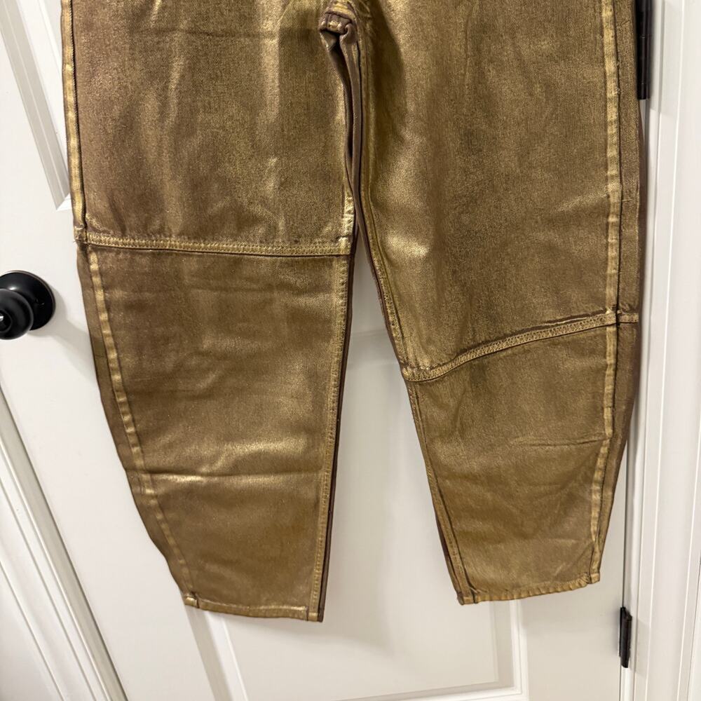 NWT $375 GANNI Barrel CURVED LEG JEANS - FOIL SZ 27 - Picture 6 of 11